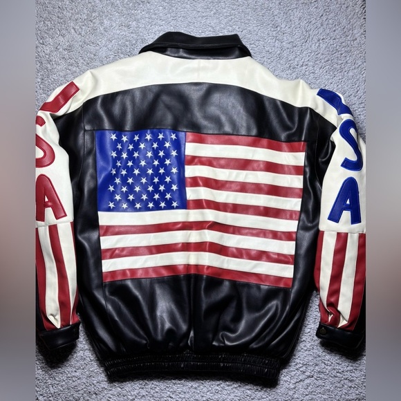 Zorro Jacket Mens 3XL Vintage USA Bomber Vegan Leather Patriotic American Pride - Picture 1 of 14